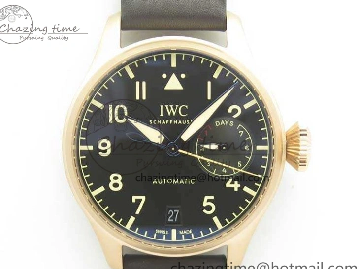 MIROTIME 0503 Big Pilot IW510301 Satin-Polished RG YLF Best Edition Black Dial On Leather Strap A Flexible 7222